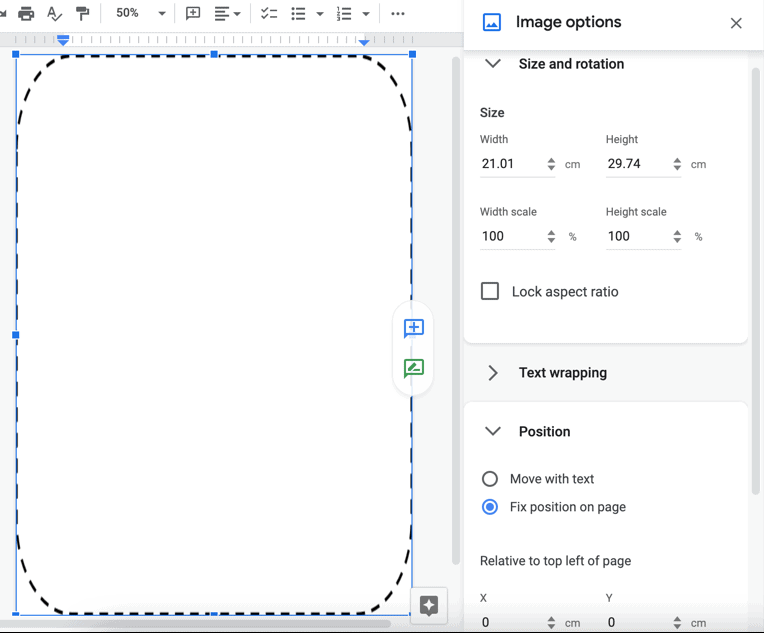 Změna velikosti obrázku na pozadí v Dokumentech Google
