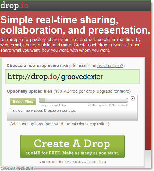 jak se zaregistrovat zdarma online spolupráce pomocí drop.io