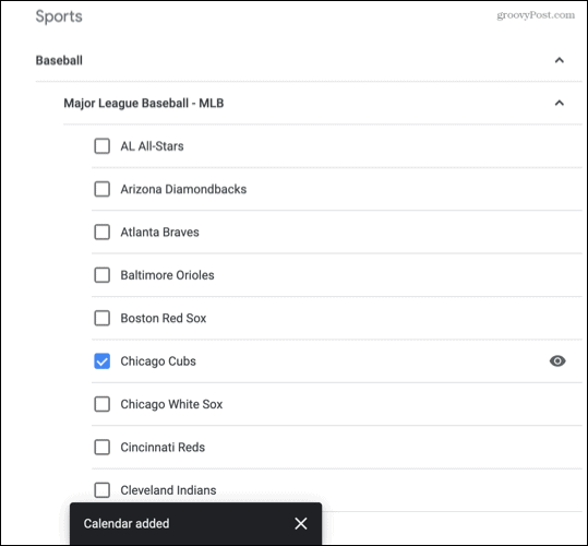 Sport přidán do Kalendáře Google