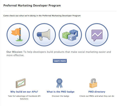 facebook upřednostňovaný marketingový program pro vývojáře