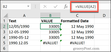Funkce VALUE v Excelu
