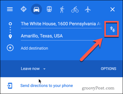 Tlačítko Přepnout umístění v Mapách Google