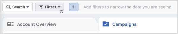 filtry správce facebookových reklam