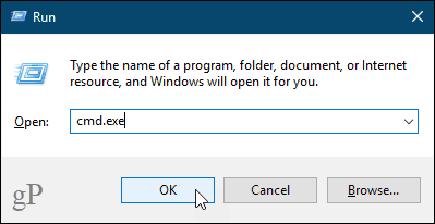 Otevřete okno příkazového řádku v systému Windows 10