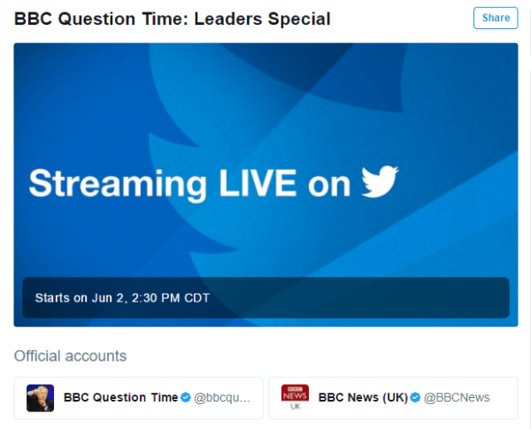 Twitter a BBC ohlašují první partnerství v přímém přenosu.