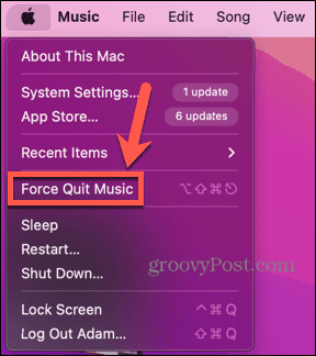 mac vynutit ukončení hudební aplikace