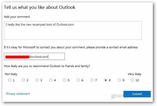 Zpětná vazba aplikace Outlook 3