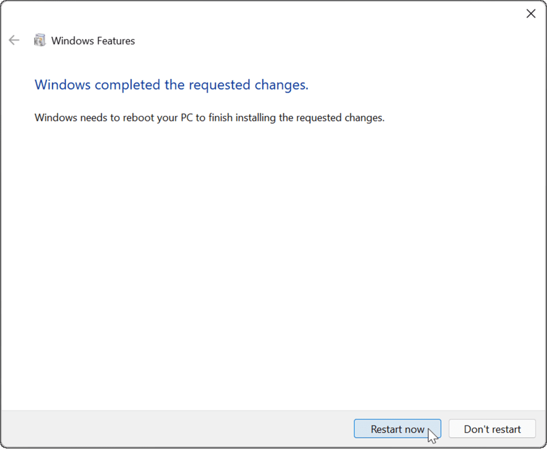 restartování funkcí systému Windows