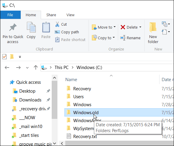 Neodstraňujte Windows.old, pokud se chcete vrátit z Windows 10 na předchozí verzi během prvních 30 dnů