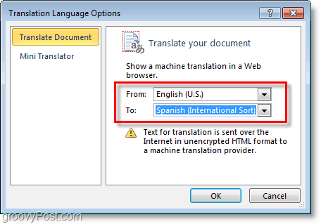 vyberte jazyk, do kterého se má slovo Microsoft převést