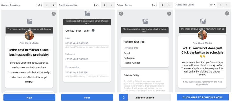 Reklamy na facebooku vytvářejí novou možnost formuláře pro zájemce, aby se před zveřejněním zobrazil náhled nastavení a možností formuláře pro zájemce