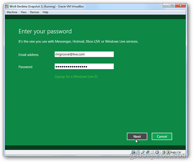 ID virtuálního odkazu VirtualBox Windows 8