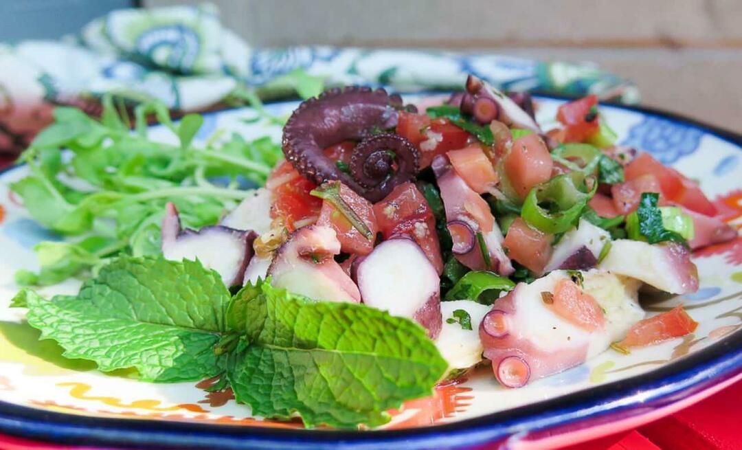 Jak udělat salát z chobotnice a jaké jsou triky salátu z chobotnice?