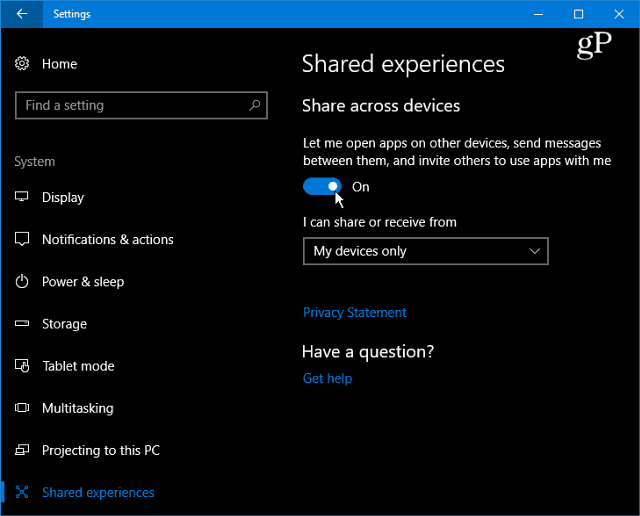Jak povolit a používat sdílené zkušenosti v systému Windows 10