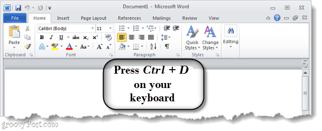 Stisknutím klávesy Ctrl D na klávesnici otevřete dialog možností písem