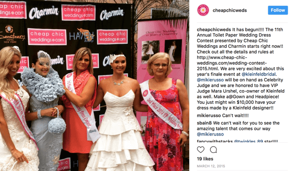 Charmin je jedním ze sponzorů každoroční sociální soutěže, kde zákazníci vyrábějí svatební šaty z toaletního papíru. V soutěži 2015 se ceny zúčastnila i Kleinfeld Bridal s odměnou šaty pro vítěze vyrobené na míru.