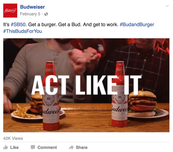 budweiser facebooková videoreklama