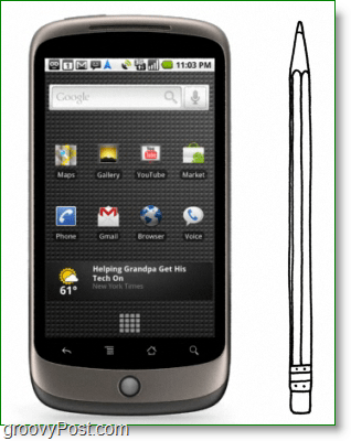 Google Nexus One je stejně vysoký / tlustý jako tužka