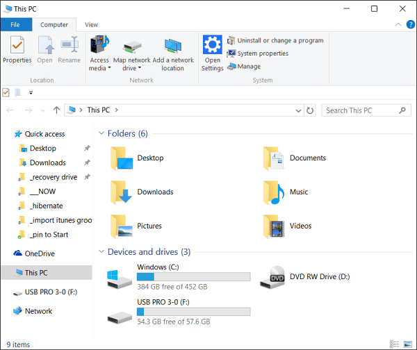 Zpřístupněte Průzkumník souborů Windows 10 do tohoto počítače namísto rychlého přístupu