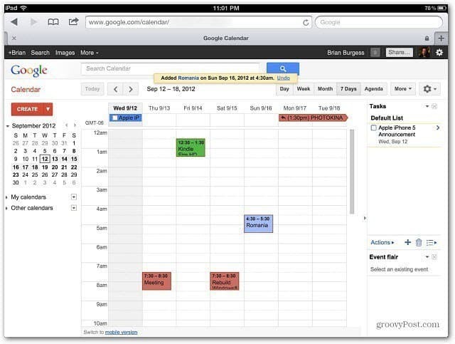 IPad Kalendáře Google