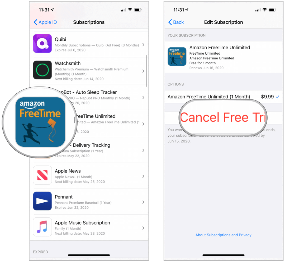App Store Zrušit bezplatnou zkušební verzi