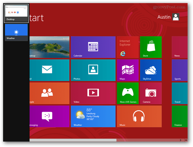 Rychlá změna mezi aplikacemi Windows 8 pomocí klávesnice