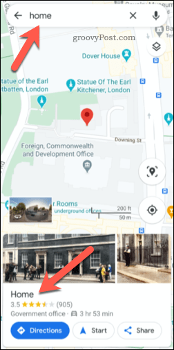 Uložená adresa Map Google