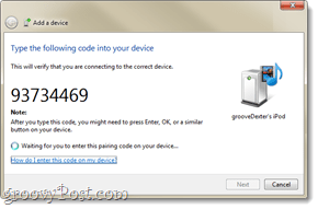 Bluetooth párovací kód v systému Windows 7