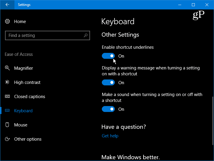 Vytvořte klávesové zkratky podtržení a zvýraznění systému Windows 10
