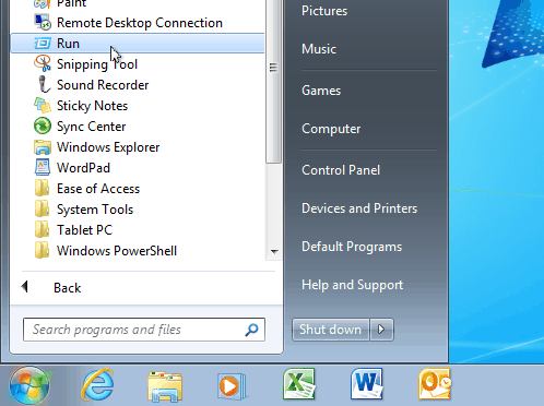 Nabídka Start systému Windows 7