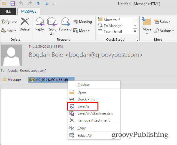 Změna velikosti aplikace Outlook 2013 Uložit obrázek se změněnou velikostí