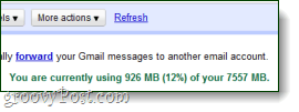 aktuálně využíváte x množství prostoru v Gmailu