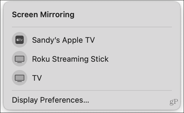 Ovládání zrcadlení obrazovky v systému Mac