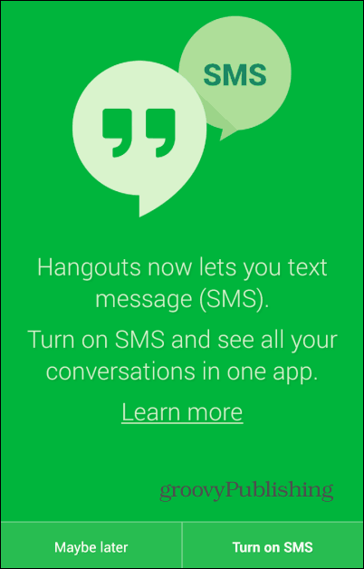 SMS Hangouts se zapnou