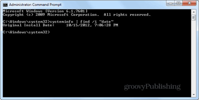 Datum instalace Windows cmd prompt systeminfo enter