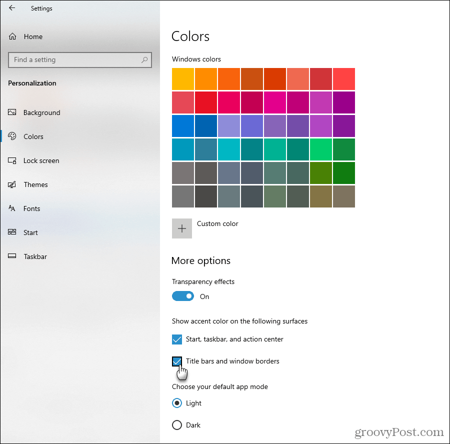 Zobrazit možnosti zvýraznění barev v systému Windows 10