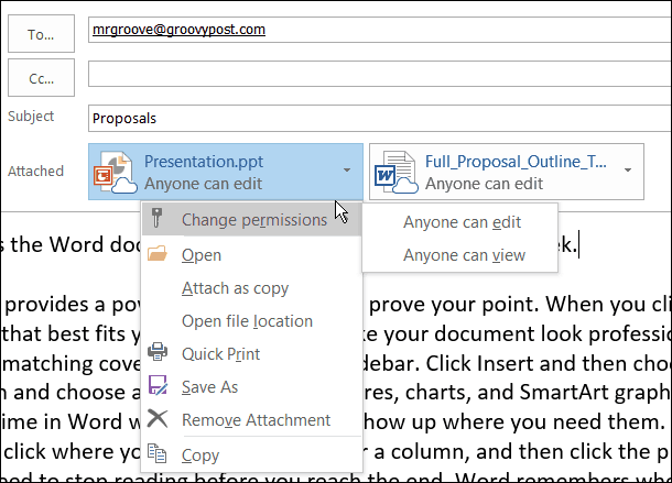 Náhled aplikace Office 2016: Použití moderních příloh v aplikaci Outlook