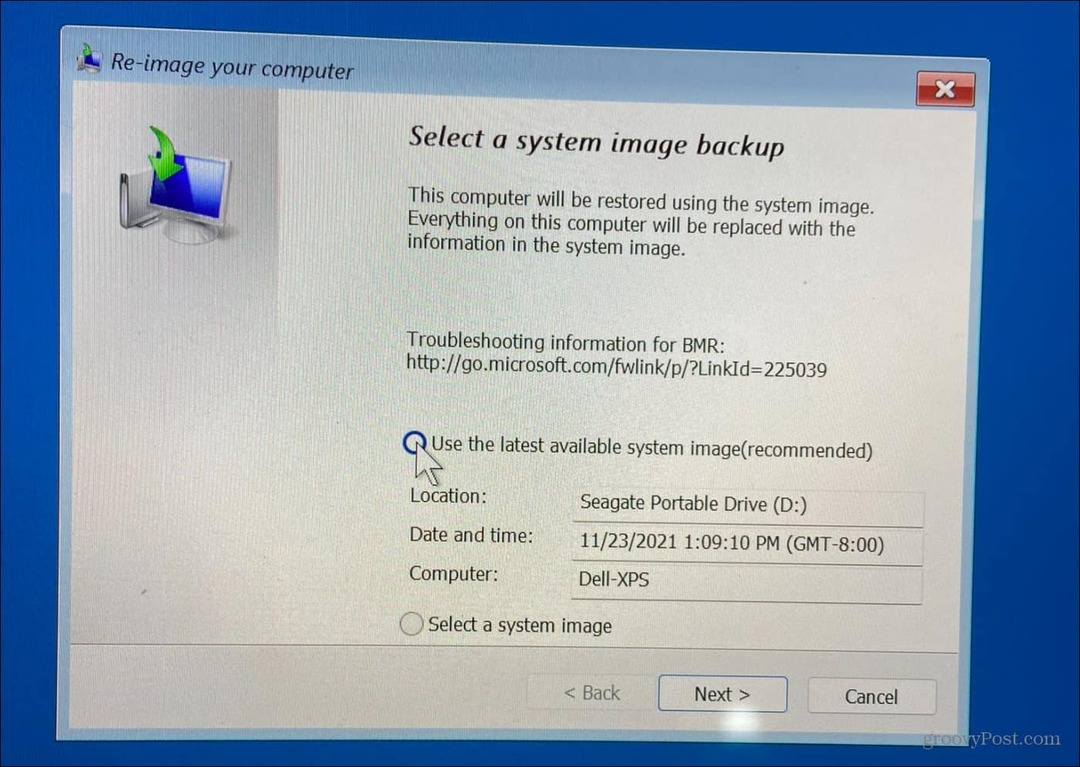 Jak obnovit Windows 11 pomocí zálohy bitové kopie systému