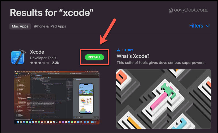 instalace obchodu s aplikacemi xcode