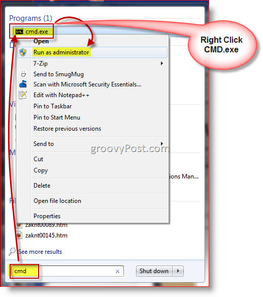 Spusťte příkazový řádek Windows CMD.exe jako správce