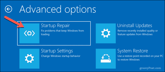 Spuštění automatické opravy ve Windows 10