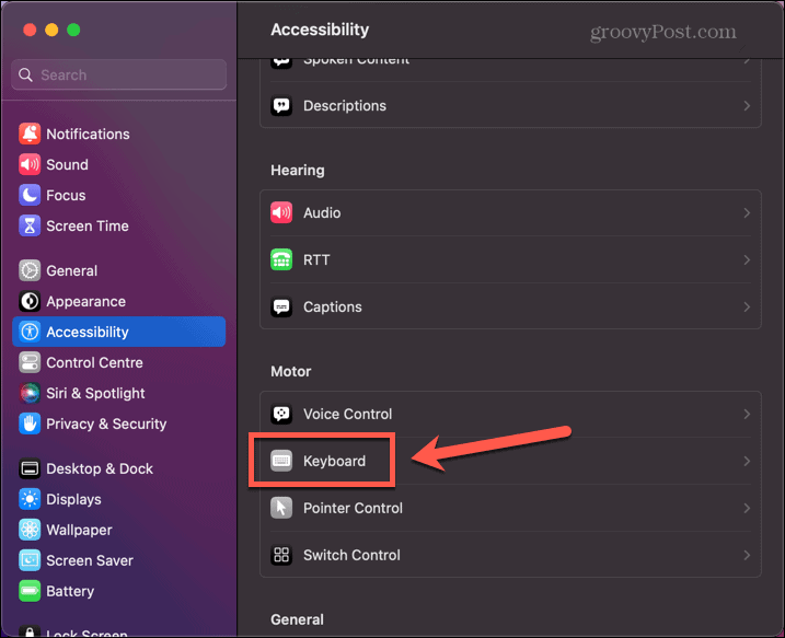 nastavení přístupnosti klávesnice mac