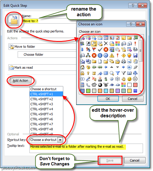 více rychlých akcí v aplikaci Outlook 2010