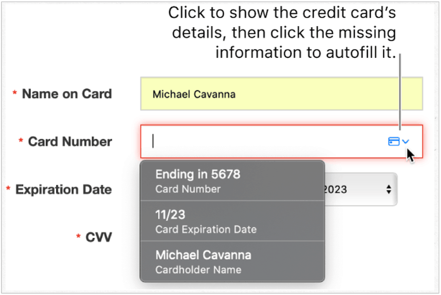 Kreditní karta iCloud Keychain