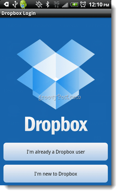 Nainstalujte přihlašovací schránku pro Android Dropbox