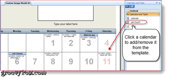 Tisk přesahující kalendáře aplikace Outlook