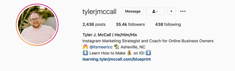 Tyler J. McCall Instagram bio