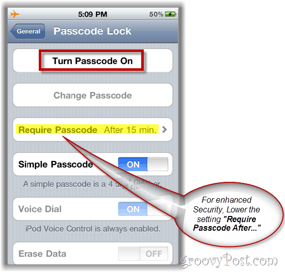 Zabezpečte svá data povolením hesla pro přístupový kód na vašem iPhone