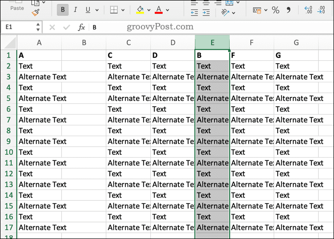 Přepsání sloupce Excelu
