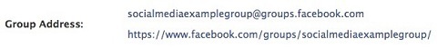 Vyskakovací okno s vlastní adresou URL skupiny na Facebooku